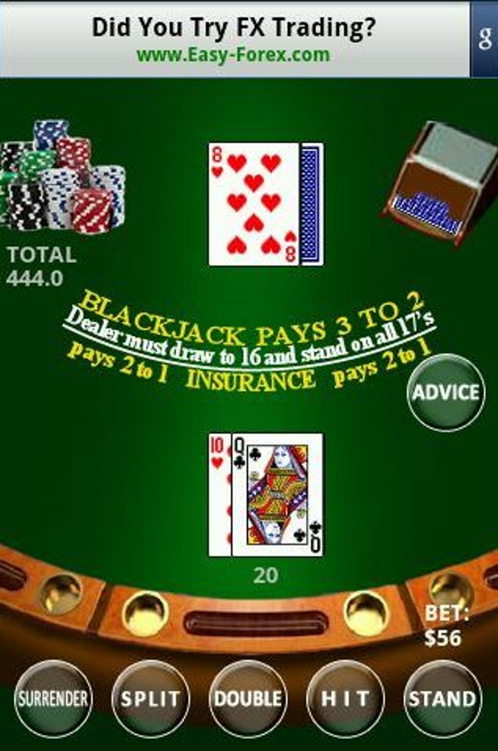 Blackjack masa görüntüsü